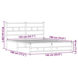 Berkfield Metal Bed Frame Without Mattress Brown Oak 135X190 Cm Double - thumbnail 9