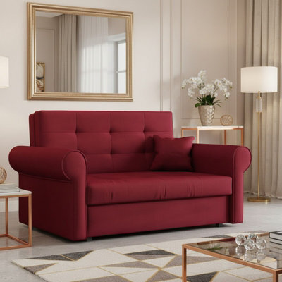 Viva Ii Sofa Bed With Sleep Function And Bedding Storage Hydrophobic Fabric Metal Legs 148X85X98 Red - image 1