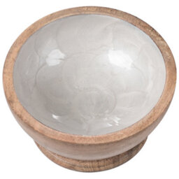 Beliani Mortar And Pestle Qena Mango Wood Brown/ White - thumbnail 5