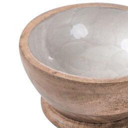 Beliani Mortar And Pestle Qena Mango Wood Brown/ White - thumbnail 6