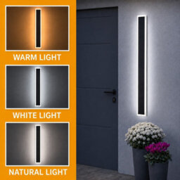 Gwsolar Solar Wall Light 100Cm, 400Lm Led With Remote Control, Adjustable Brightness Timer Ip65 For Entrance Patio Garden - thumbnail 3