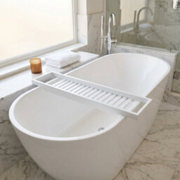 Luxury Bamboo Bath Tray Caddy For Bathtub With Tablet Stand, Book Holder And Wine Glass Holder - thumbnail 8