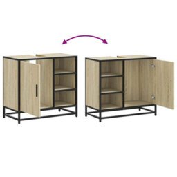 Berkfield Bathroom Sink Cabinet Sonoma Oak 65X33X60 Cm Engineered Wood - thumbnail 9