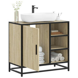 Berkfield Bathroom Sink Cabinet Sonoma Oak 65X33X60 Cm Engineered Wood - thumbnail 1
