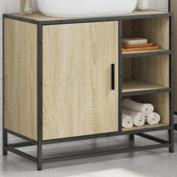 Berkfield Bathroom Sink Cabinet Sonoma Oak 65X33X60 Cm Engineered Wood - thumbnail 4
