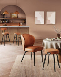 LEDREM Bar Stools Set Of 2, Kitchen Counter Stools, Breakfast Stools, Synthetic Leather With Stitching,caramel Brown - thumbnail 9