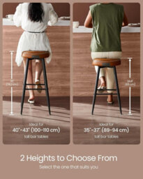 LEDREM Bar Stools Set Of 2, Kitchen Counter Stools, Breakfast Stools, Synthetic Leather With Stitching,caramel Brown - thumbnail 6