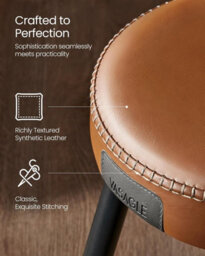 LEDREM Bar Stools Set Of 2, Kitchen Counter Stools, Breakfast Stools, Synthetic Leather With Stitching,caramel Brown - thumbnail 7