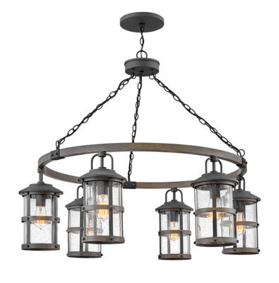Luminosa Lighting Luminosa Hinkley Lakehouse Outdoor Pendant Ceiling Light Aged Zinc With Driftwood Grey, Ip44 - image 1
