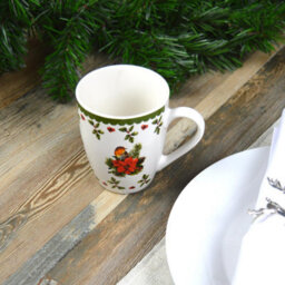 Yes-Online Set Of 4 Festive Holly Robin And Poinsettia Christmas Mugs Xmas Gift Porcelain - thumbnail 4