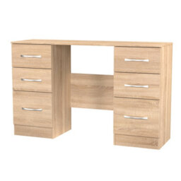 Hampshire 6 Drawer Kneehole Desk In Bardolino Oak (Ready Assembled) - thumbnail 4