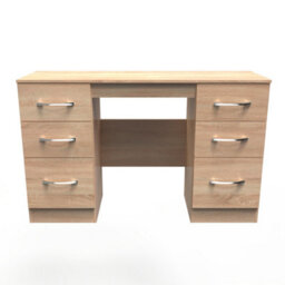 Hampshire 6 Drawer Kneehole Desk In Bardolino Oak (Ready Assembled) - thumbnail 2
