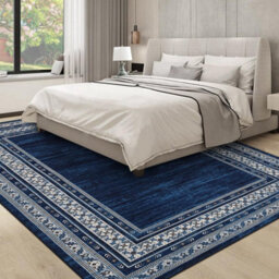 London Boutique Machine Washable Area Rug, Pearl Velvet Polyester Low Pile Non Shedding Collapsible Floor Mat, 200 X 290Cm, Blue - thumbnail 2