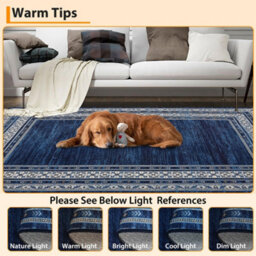 London Boutique Machine Washable Area Rug, Pearl Velvet Polyester Low Pile Non Shedding Collapsible Floor Mat, 200 X 290Cm, Blue - thumbnail 7