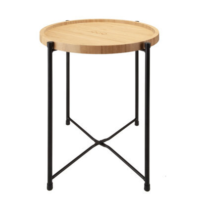 Collapsible Bamboo Table / Tray Round Side Strong Frame - image 1