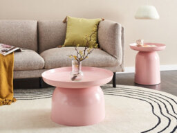 Beliani Coffee Table Torrens Metal Pastel Pink - thumbnail 2