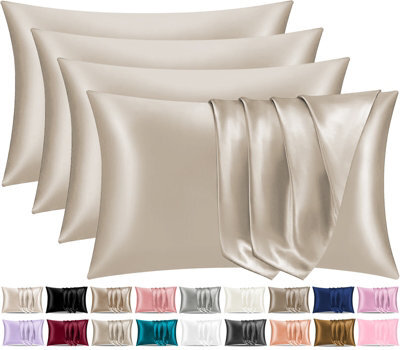 Lazzaro 4 Pack Satin Silk Pillowcases For Hair & Skin Soft Smooth With Envelope Closure - image 1
