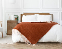 Nevni Mohair Style Light Weight Soft & Cozy Single Cotton Blanket -125 X 150 Cm, Spice - thumbnail 2