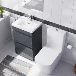 Nes Home 500mm 2 Drawers Anthracite Basin Vanity Unit & Close Coupled Toilet Set - thumbnail 4
