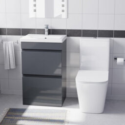 Nes Home 500mm 2 Drawers Anthracite Basin Vanity Unit & Close Coupled Toilet Set - thumbnail 2
