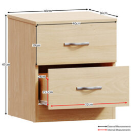 Lassic Vida Designs Riano 4 Piece Bedroom Set (2 Drawer Bedside Chest, 4 Drawer Chest, 3 Door 2 Drawer Mirrored Wardrobe), Pine - thumbnail 5