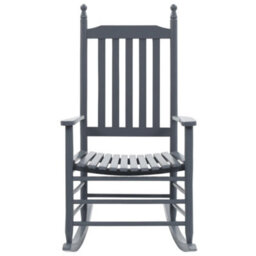 Walplus Rocking Chair With Curved Seat Grey Poplar Wood - thumbnail 2