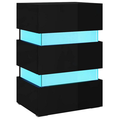 Berkfield Modern Led Bedside Cabinet High Gloss Black 45X35X67 Cm Engineered Wood - image 1