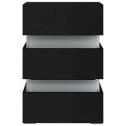 Berkfield Modern Led Bedside Cabinet High Gloss Black 45X35X67 Cm Engineered Wood - thumbnail 5