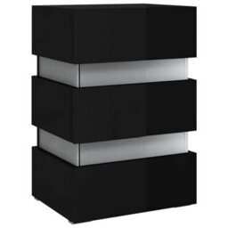 Berkfield Modern Led Bedside Cabinet High Gloss Black 45X35X67 Cm Engineered Wood - thumbnail 4