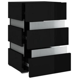 Berkfield Modern Led Bedside Cabinet High Gloss Black 45X35X67 Cm Engineered Wood - thumbnail 7