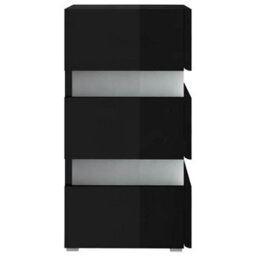 Berkfield Modern Led Bedside Cabinet High Gloss Black 45X35X67 Cm Engineered Wood - thumbnail 6
