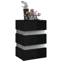 Berkfield Modern Led Bedside Cabinet High Gloss Black 45X35X67 Cm Engineered Wood - thumbnail 3
