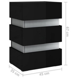 Berkfield Modern Led Bedside Cabinet High Gloss Black 45X35X67 Cm Engineered Wood - thumbnail 9