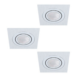 3 Pack Brushed Aluminium Square Flush Ceiling Downlight With 3 X 5W Gu10 Bulbs - thumbnail 1