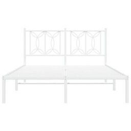 Berkfield Metal Bed Frame Without Mattress With Headboard White 140X200Cm - thumbnail 4