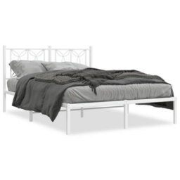 Berkfield Metal Bed Frame Without Mattress With Headboard White 140X200Cm - thumbnail 2