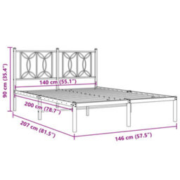 Berkfield Metal Bed Frame Without Mattress With Headboard White 140X200Cm - thumbnail 8