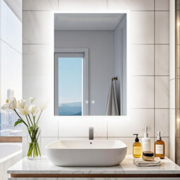 Luvodi 500X700mm Backlit Led Bathroom Mirror, Anti-Fog, 3 Colors Light, Dimmable Smart Makeup Mirror With Touch Switch - thumbnail 1