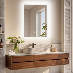 Luvodi 500X700mm Backlit Led Bathroom Mirror, Anti-Fog, 3 Colors Light, Dimmable Smart Makeup Mirror With Touch Switch - thumbnail 7