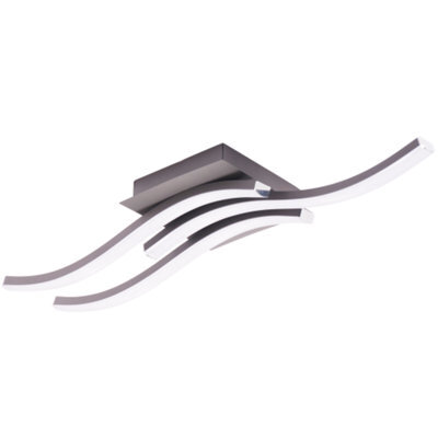 Happy Homewares Modern Triple Wavy Strip Flush Led Ceiling Light Fixture In Matte Grey Sand - image 1