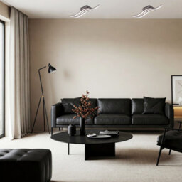 Happy Homewares Modern Triple Wavy Strip Flush Led Ceiling Light Fixture In Matte Grey Sand - thumbnail 6