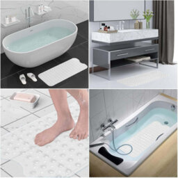 Ameha White Shower Bath Mat 38X 70 Cm Anti Mould & Mildew With Strong Suction Cups Grip And Drain Holes Pvc Rubber Shower Mats - thumbnail 5