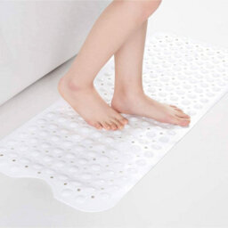 Ameha White Shower Bath Mat 38X 70 Cm Anti Mould & Mildew With Strong Suction Cups Grip And Drain Holes Pvc Rubber Shower Mats - thumbnail 4