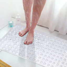 Ameha White Shower Bath Mat 38X 70 Cm Anti Mould & Mildew With Strong Suction Cups Grip And Drain Holes Pvc Rubber Shower Mats - thumbnail 2
