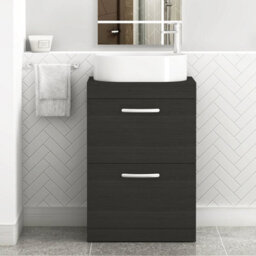 Royal Bathrooms Turin 800mm Freestanding Bathroom Vanity Unit With Sink 2 Drawer Hale Black & Peak Countertop Basin - thumbnail 1