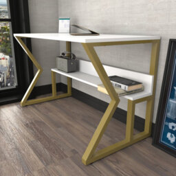 Decorotika Wake Study And Writing Desk Gold And White - thumbnail 2