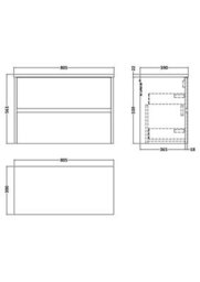 Balterley Chartley Contemporary 2 Drawer Wall Hung Vanity Unit With Laminate Worktop, Graphite Grey Woodgrain, 800mm - thumbnail 5