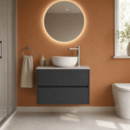 Balterley Chartley Contemporary 2 Drawer Wall Hung Vanity Unit With Laminate Worktop, Graphite Grey Woodgrain, 800mm - thumbnail 4