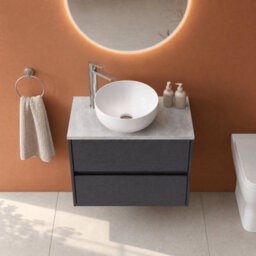 Balterley Chartley Contemporary 2 Drawer Wall Hung Vanity Unit With Laminate Worktop, Graphite Grey Woodgrain, 800mm - thumbnail 3