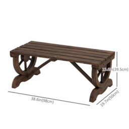 Wyld Haus Vini Wood Brown Rustic Two-Seater Garden Bench With Wagon Wheel Legs And Slatted Seat, L98 X D50 X H39.5Cm - thumbnail 3
